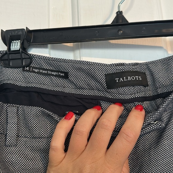 Talbots size 14 high waisted straight pants navy and white - Picture 4 of 4